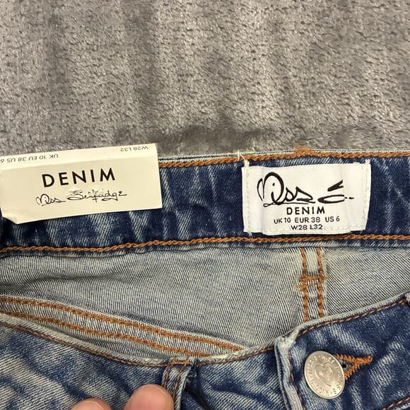 Miss Selfridge Denim Jeans Women 28x32 Blue Cropped Kickflare Boot Cowboy Pants - Picture 3 of 14